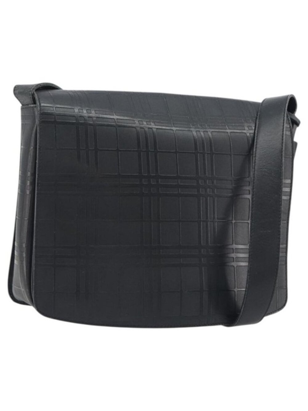 Authentic BURBERRY Shoulder Bag Leather Silver Black